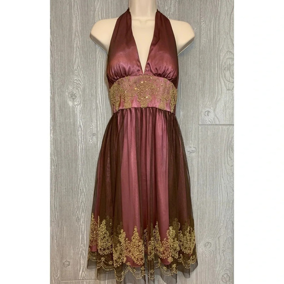 Adrianna Papell Beaded Halter Dress 4P - Picture 1 of 7